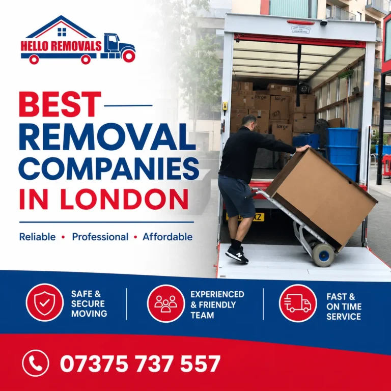 Hello Removals team loading furniture into a removal truck in London, showcasing reliable, affordable, and professional moving services for homes.