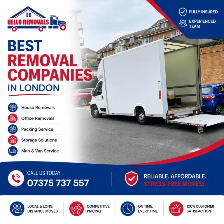 Hello Removals promoting the best removal companies in London with a professional moving van, house removals, storage, packing, and man & van services.