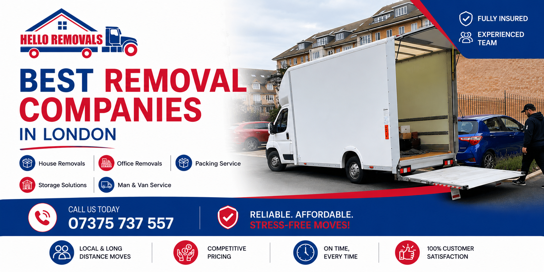 Hello Removals promoting the best removal companies in London with a professional moving van, house removals, storage, packing, and man & van services.