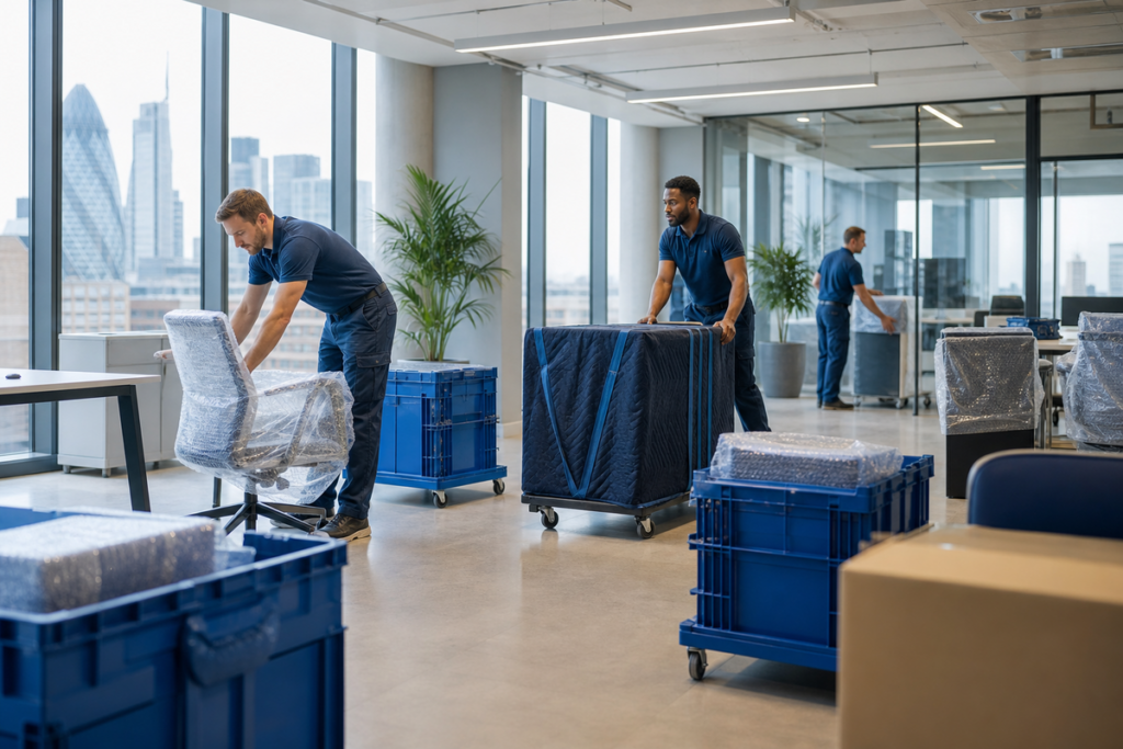 Professional office relocation in a modern London workplace