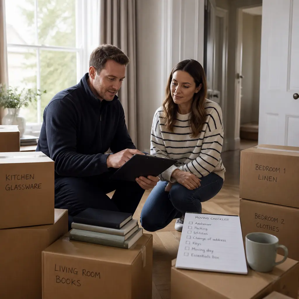 Homeowner and removal specialist planning a residential move