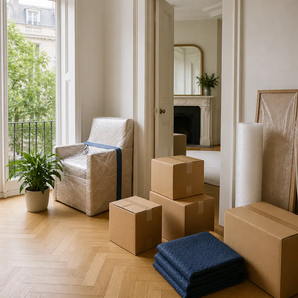 Household belongings prepared for a home removal in Camden