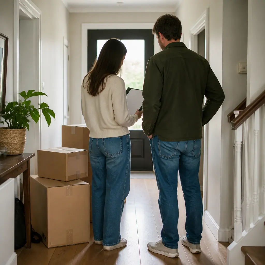 Customers preparing for moving day during a house removal
